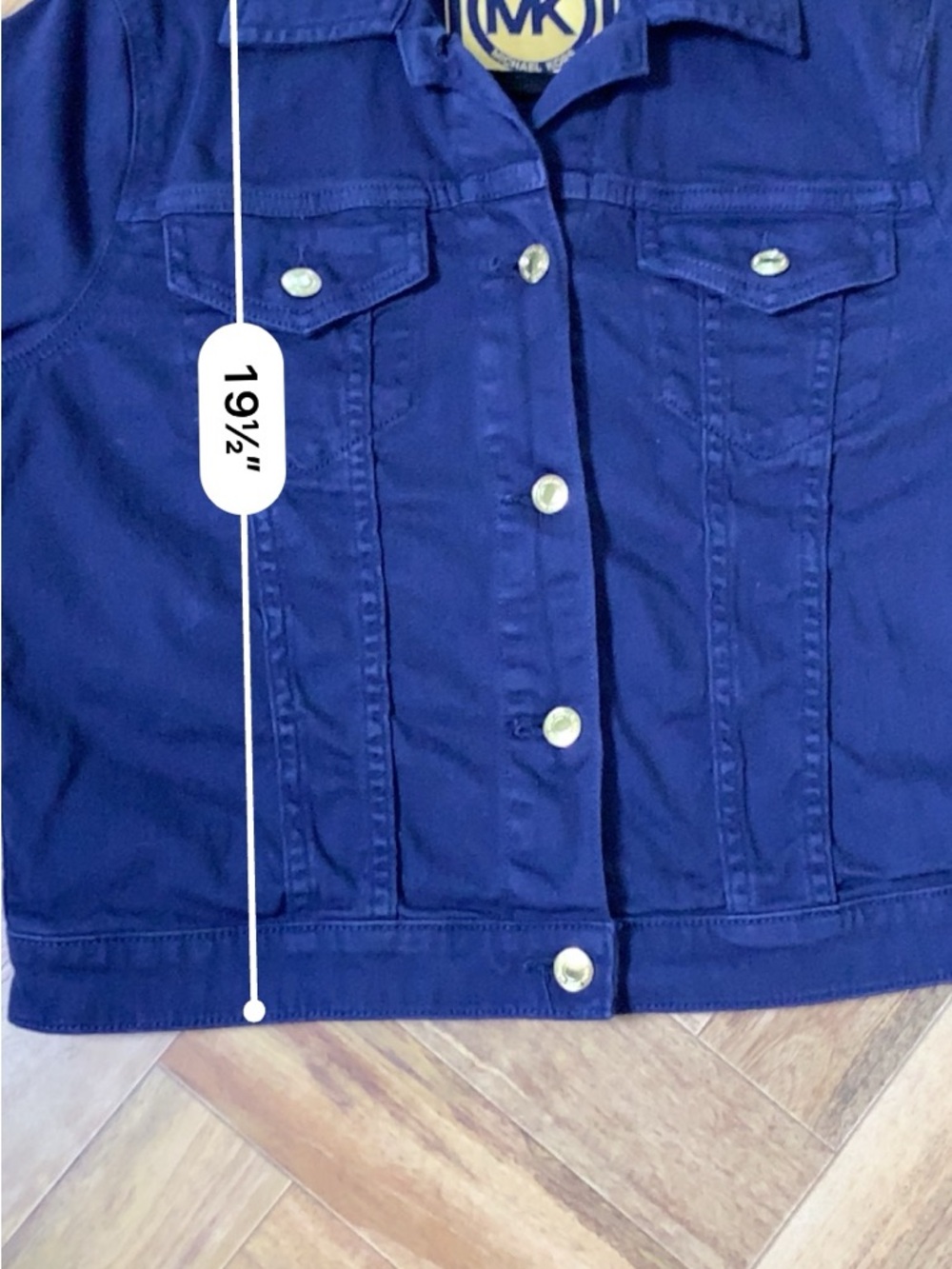 Michael Kors Denim Jacket Womens M Blue Stretch Trucker Gold Buttons Cotton - Picture 14 of 16
